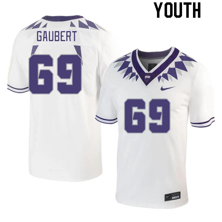 Youth #69 Gannon Gaubert TCU Horned Frogs 2023 College Footbal Jerseys Stitched-White